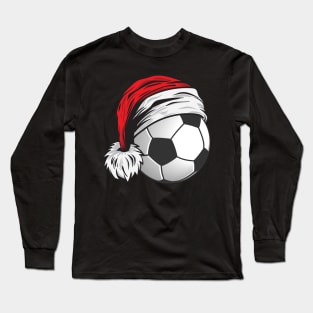 Christmas Football Ball With Santa Hat Funny Sport X-mas product Long Sleeve T-Shirt